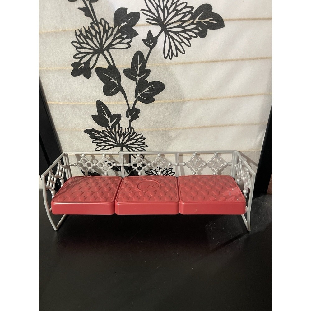 Barbie Doll House Daybed 2014 Pink Silver Couch Sofa Furniture Glam